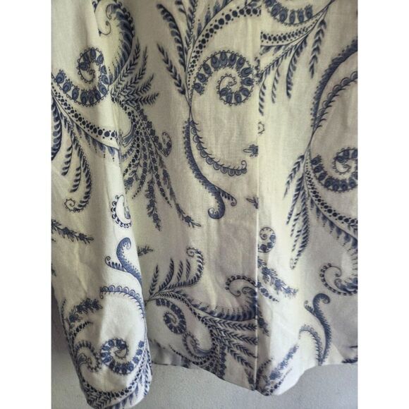 NWT Banana Republic "Long & Lean" Blue White Print Linen 1 Button Blazer size 14 - Picture 10 of 10